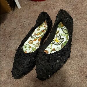 Chic Black Sequin Women's Flats